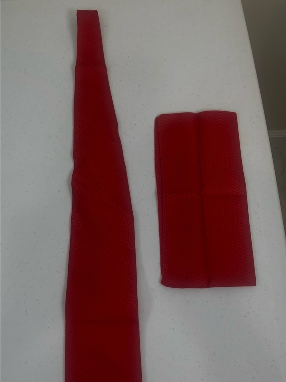 Red Men's Tie and Pocket Square Set - Unbranded